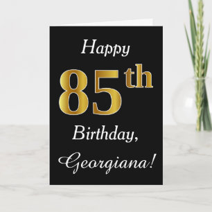 Simple Faux Gold 85th Birthday + Custom Name Card