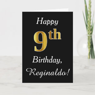 Simple Faux Gold 9th Birthday + Custom Name Card