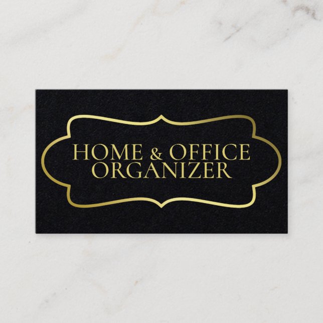 Simple FAUX Gold Black Casual Personal Assistant Business Card (Front)