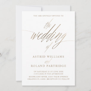 Simple Faux Gold Calligraphy the Wedding of Invitation