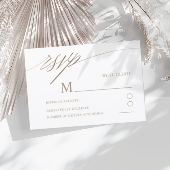Simple Faux Gold Calligraphy Wedding RSVP  Card (Creator Uploaded)