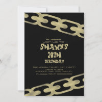 Simple Faux Gold Chain Adult Birthday Party Black