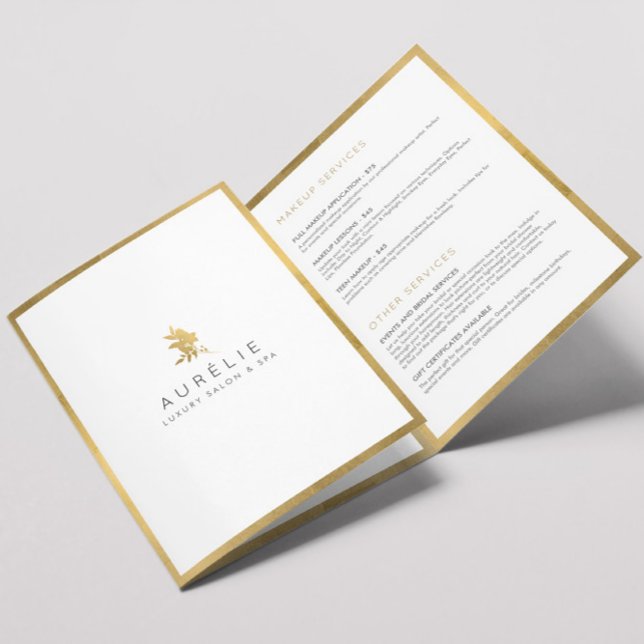 Simple Faux Gold Floral Luxury Salon Brochure (Creator Uploaded)