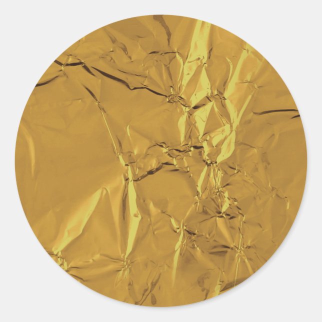 Simple Faux Gold Foil. Classic Round Sticker (Front)