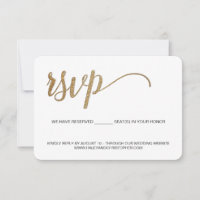 Simple Faux Gold Glitter Wedding Website response