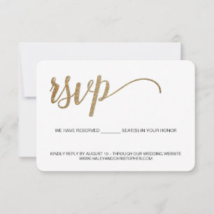 Simple Faux Gold Glitter Wedding Website response