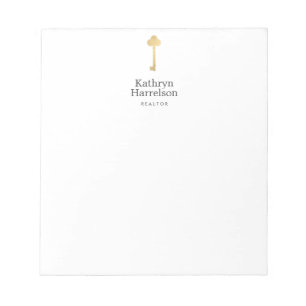 Simple Faux Gold Key Realtor Logo Notepad