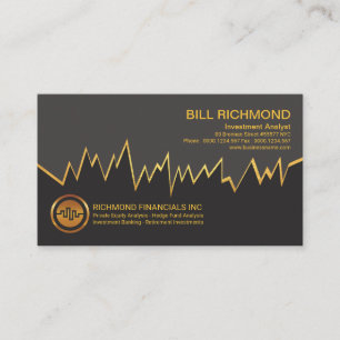 Simple Faux Gold Stock Index Graph Financial Business Card