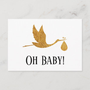 Simple Faux Gold Stork Gift Registry Enclosure Card