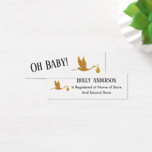 Simple Faux Gold Stork Insert Gift Registry Cards