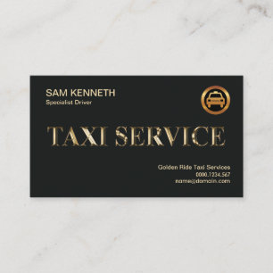 Simple Faux Gold Taxi Service Slogan Cab Service Business Card