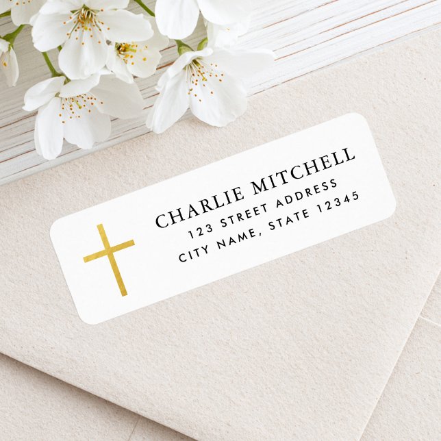 Simple faux golden gradient cross return address (Simple faux golden gradient cross return address label)