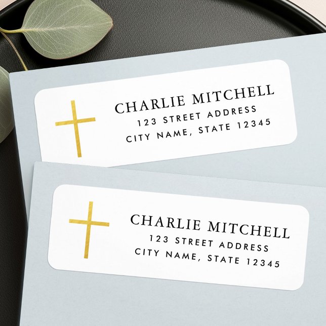 Simple faux golden gradient cross return address (Simple faux golden gradient cross return address label)