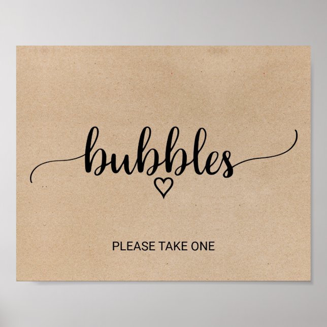 Simple Faux Kraft Calligraphy Bubbles Sign (Front)