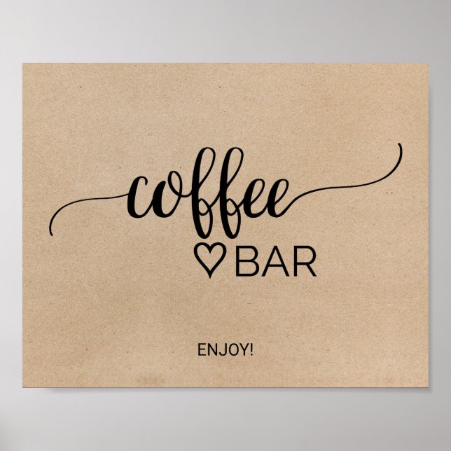 Simple Faux Kraft Calligraphy Coffee Bar Sign (Front)