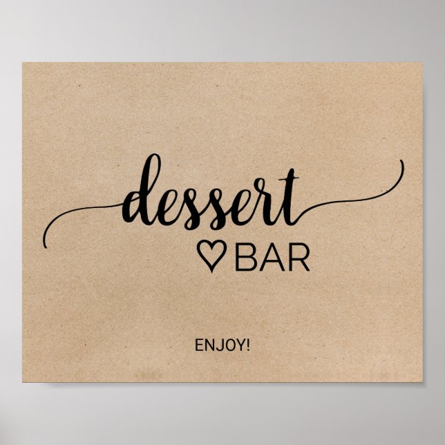 Simple Faux Kraft Calligraphy Dessert Bar Sign (Front)