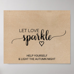 Simple Faux Kraft Calligraphy Let Love Sparkle Poster