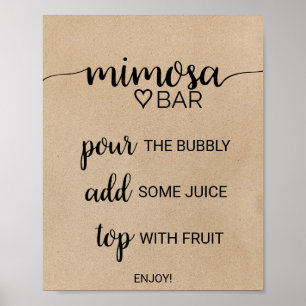 Simple Faux Kraft Calligraphy Mimosa Bar Sign