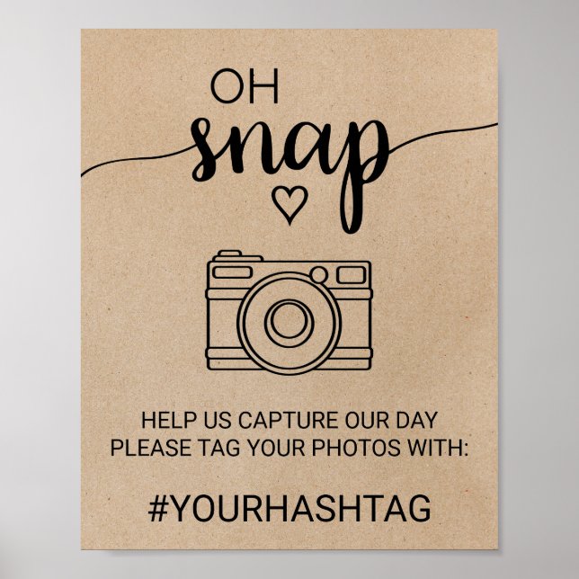 Simple Faux Kraft Calligraphy Oh Snap Sign (Front)