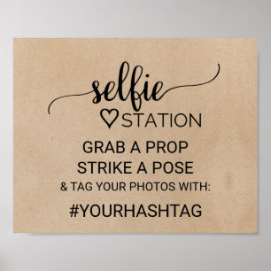 Simple Faux Kraft Calligraphy Selfie Station Sign