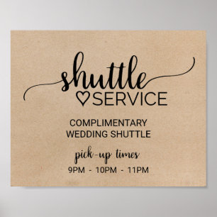 Simple Faux Kraft Calligraphy Shuttle Service Sign