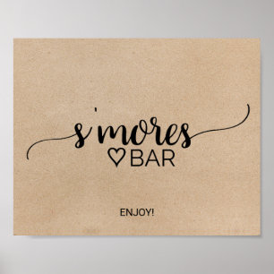 Simple Faux Kraft Calligraphy S'mores Bar Sign
