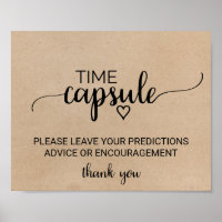 Simple Faux Kraft Calligraphy Time Capsule Sign