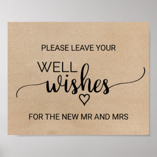 Simple Faux Kraft Calligraphy Well Wishes Sign