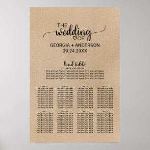 Simple Faux Kraft Head Table Wedding Seating Chart