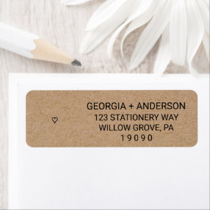 Simple Faux Kraft Heart Wedding Label