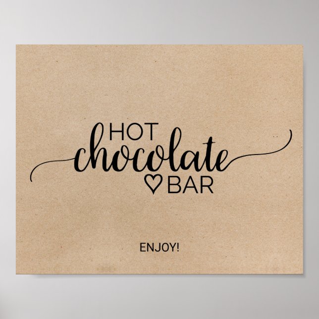 Simple Faux Kraft Hot Chocolate Bar Sign (Front)