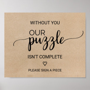 Simple Faux Kraft Puzzle Guestbook Sign
