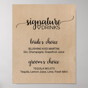 Simple Faux Kraft Signature Drinks Sign