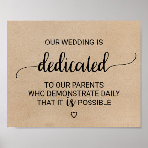 Simple Faux Kraft Wedding Dedication Sign