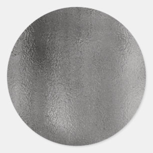 Simple Faux Metallic Silver. Classic Round Sticker