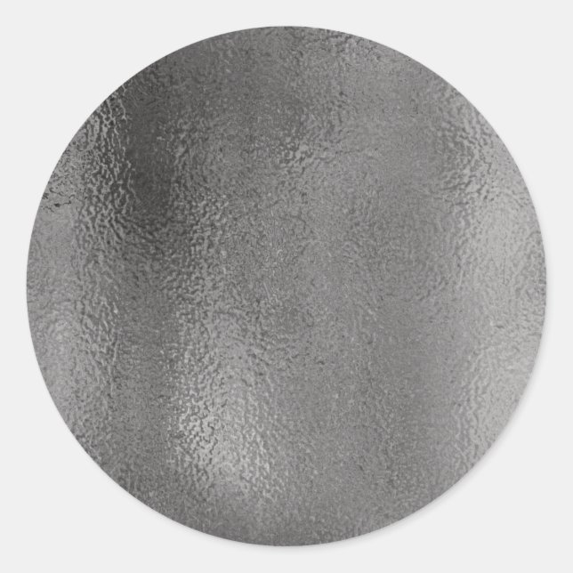 Simple Faux Metallic Silver. Classic Round Sticker (Front)