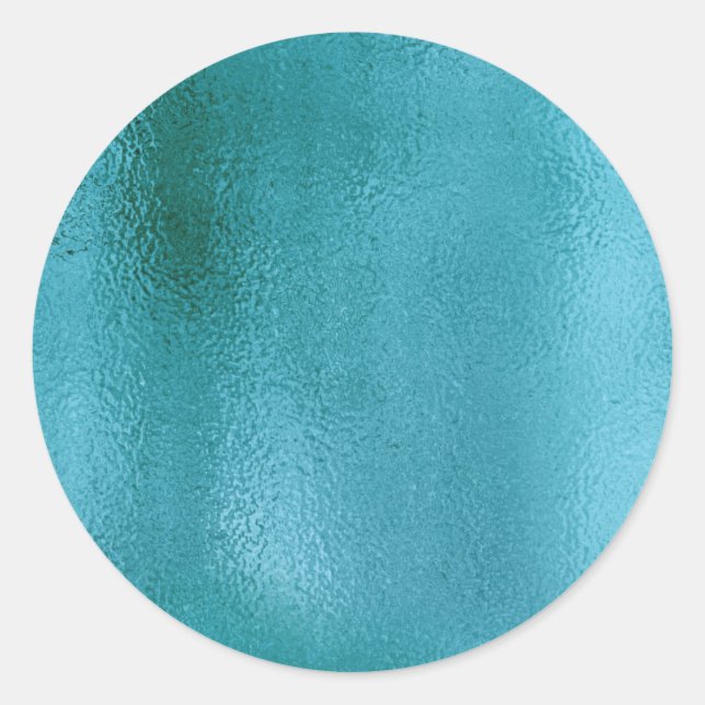 Simple Faux Metallic Teal. Classic Round Sticker (Front)