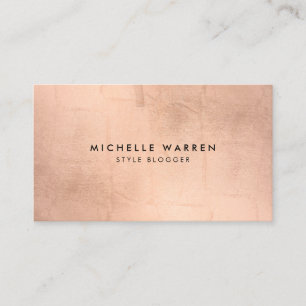 Simple Faux Rose Gold Blogger, Writer Business Card