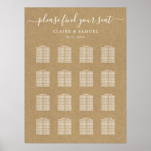 Simple Faux Rustic Kraft Wedding Seating Chart