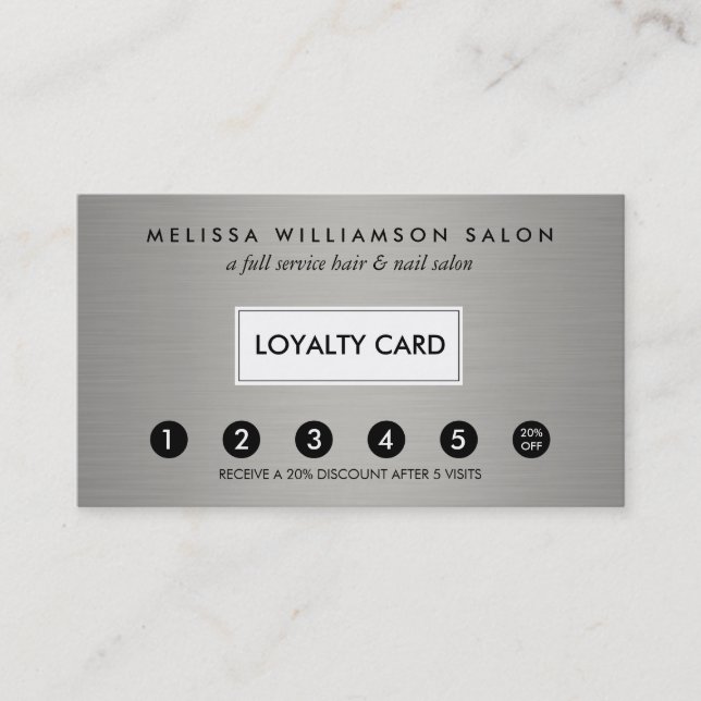 Simple Faux Silver Customer Loyalty Punch Card (Front)
