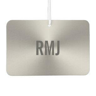 Simple Faux Silver Grey Monogram Car Air Freshener