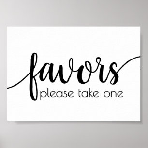 Simple Favors   Black Script Wedding Party Event Poster