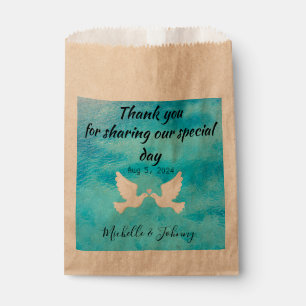 Simple favour bags. Wedding theme. Doves, blue bac Bags