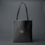 Simple Favour Bridesmaid Monogram Black  Tote Bag<br><div class="desc">Monogram Tote.  Bridesmaid gift.  favour.  Black Background.  Grey monogram.</div>