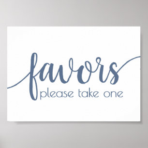 Simple Favours Dusty Blue Wedding Party Event Poster