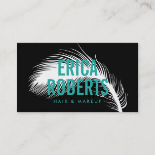 Simple Feather Modern Makeup Artist & Hair Stylist Business Card