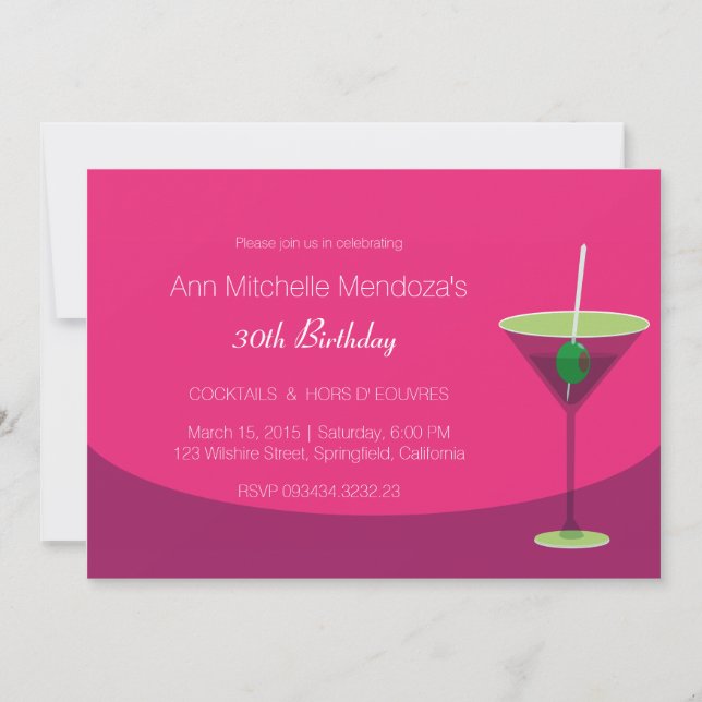 Simple Feminine Chic Pink Cocktail Party Invitation (Front)