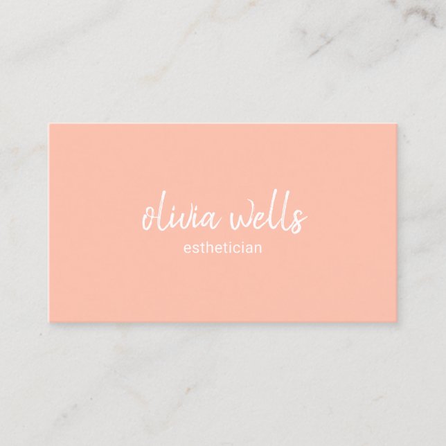 Simple Feminine  Peach Coral Beauty Business Card (Front)