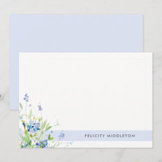 Simple Feminine Wildflowers Light Blue Card