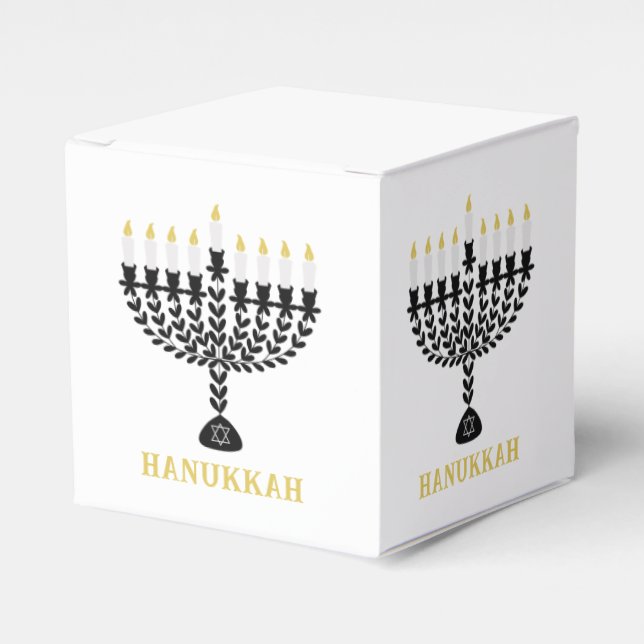 Simple Festival of Lights Menorah Hanukkah  Favour Box (Front Side)